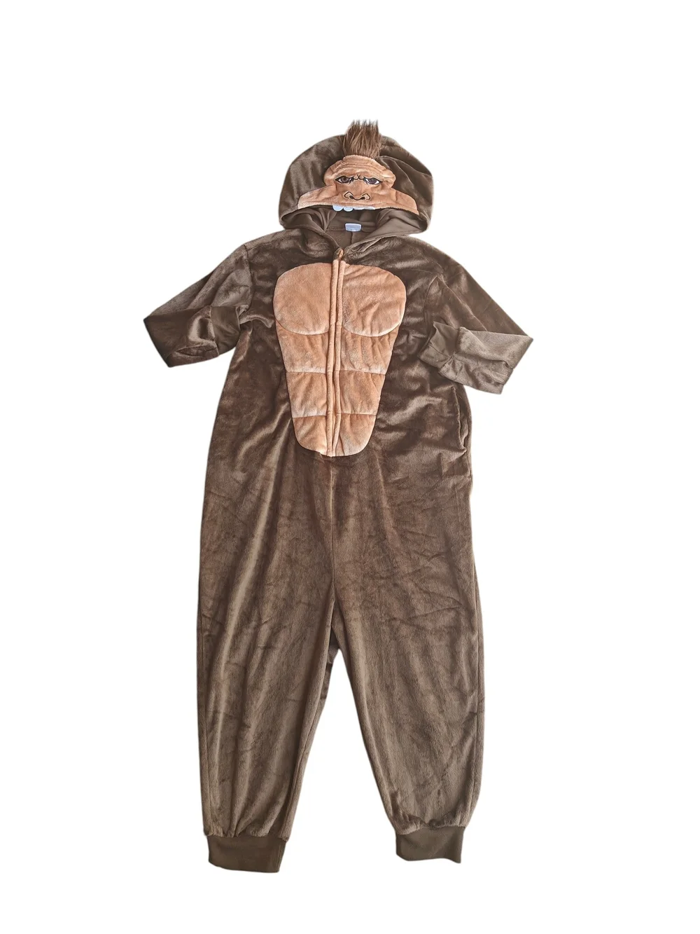 Youth Sasquatch Costume Jumpsuit with Detailed Plush hood Size M